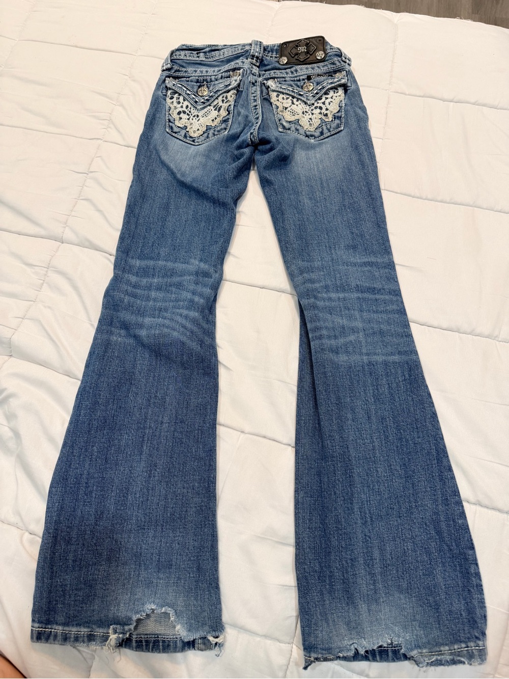 Miss me Embellished Back Pocket Blue Flare Jeans for kids size 8 -READ!